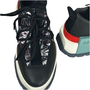 United Nude Grip Fold Lo Platform Shoes Black & Teal Lace-up Women's Size 38